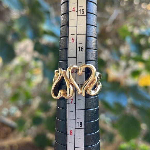 14K Solid Yellow Gold Multiple Heart Ring - Picture 13 of 15